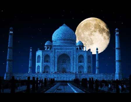 Taj Mahal at Full Moon Night
