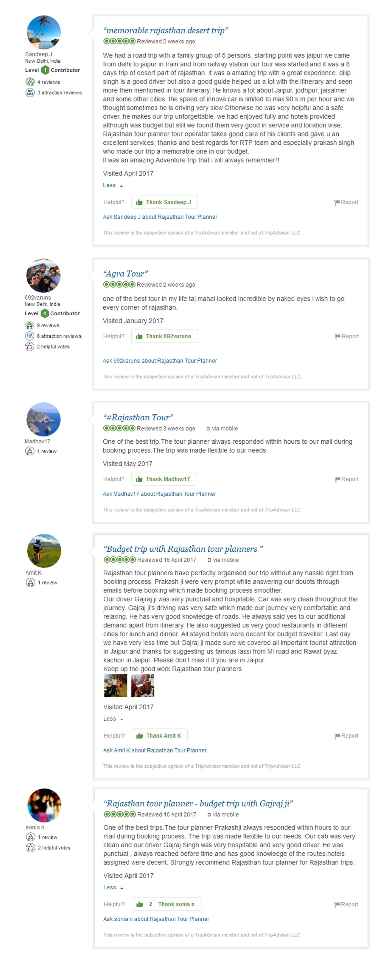 Reviews from our TripAdvisor