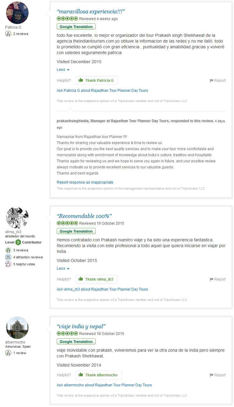Rajasthan Tour Planner Reviews from our TripAdvisor